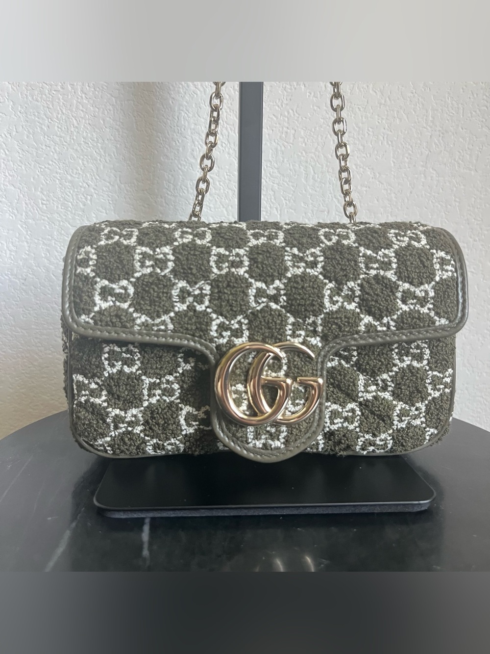 NWT Gucci Olive Green GG Marmont Mini Shoulder/Crossbody Bag